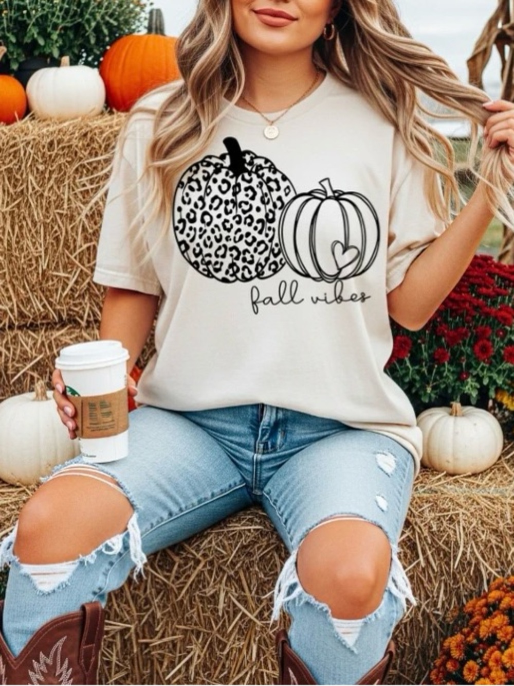 Fall Vibes Leopard Pumpkin Graphic Tee